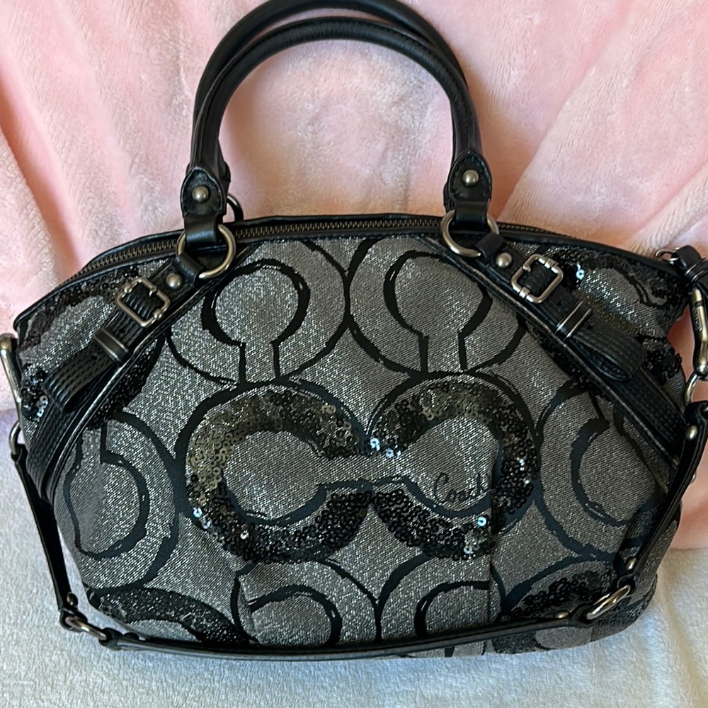 Coach Madison Sequin Op Art Sophia Satchel handbag - Picture 6 of 13